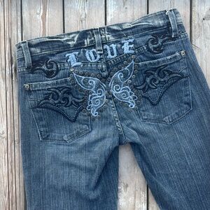 People For Peace Rare Embroidered “Love” Jeans